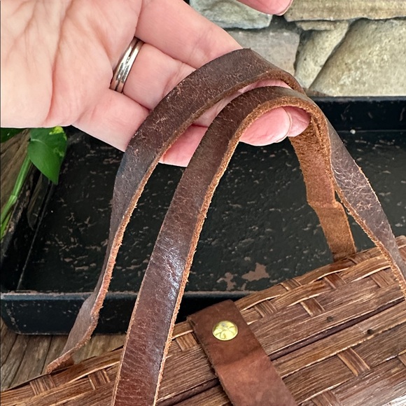 Simon Straw Bags Vintage basket, weave wicker purse with leather - Picture 15 of 16